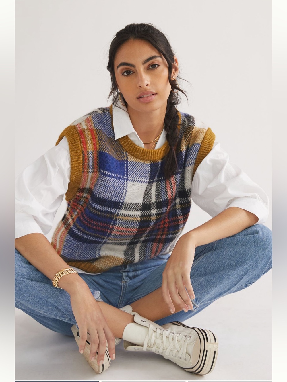Maeve Plaid Sweater Vest Women’s Small Sleeveless